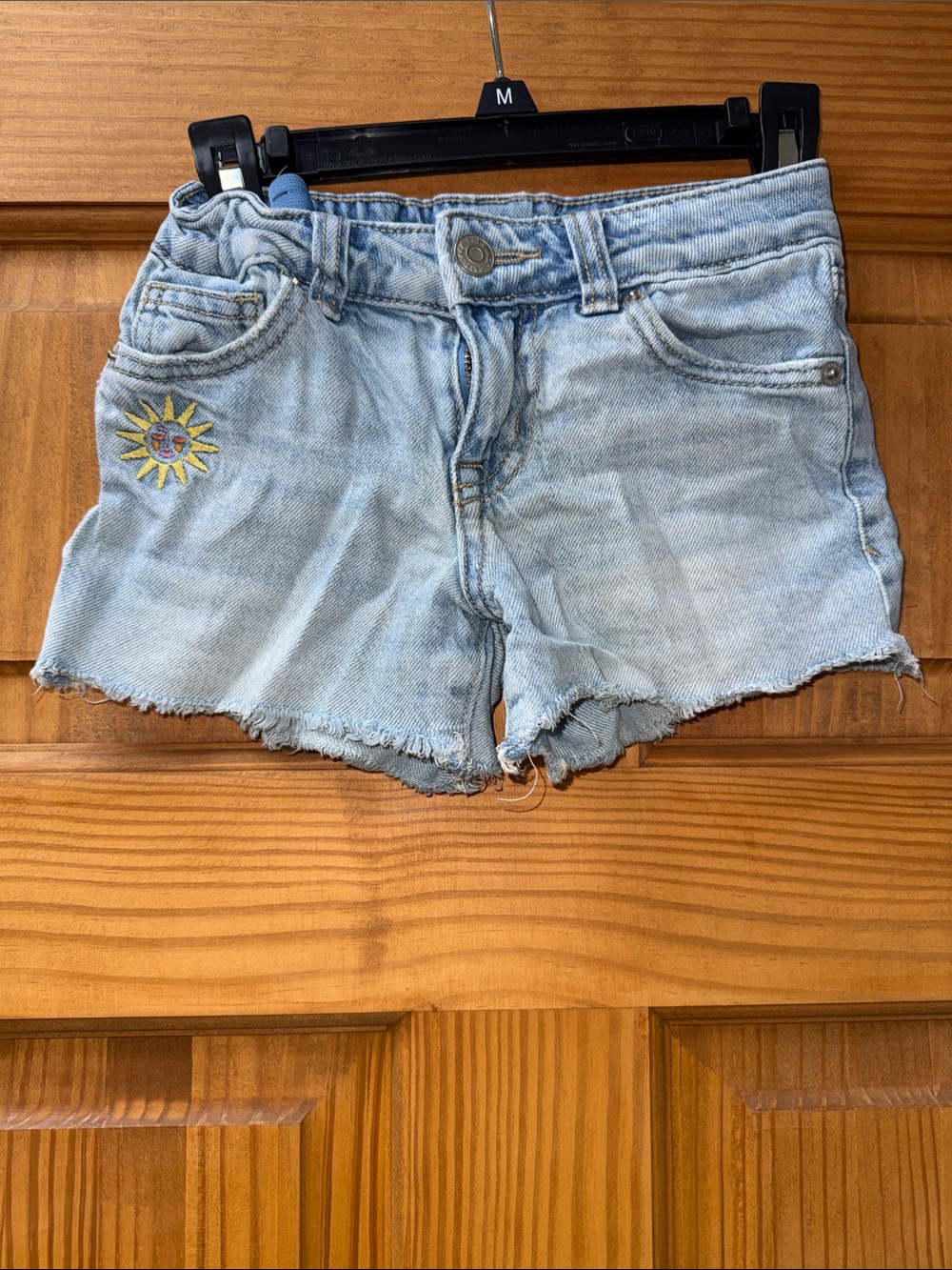 Cat & Jack Light Blue Denim Frayed Hem Shorts with Sun Patch